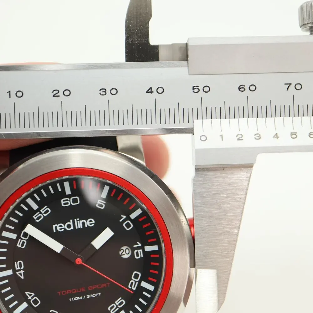 Red Line Mens 50mm Watch Silver Black 100m WR Heavy Duty Steel w New Battery